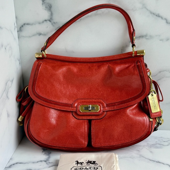 Coach Flagship Chelsea Dowel Flap Bag in Orange Leather - Picture 1 of 8